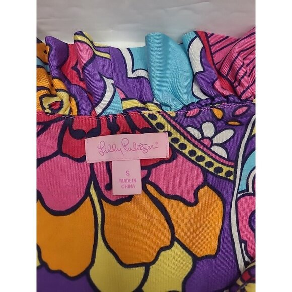 Lily Pulitzer Sun Dress Women's Size Small Colorful Floral Silk Blend - Picture 4 of 7